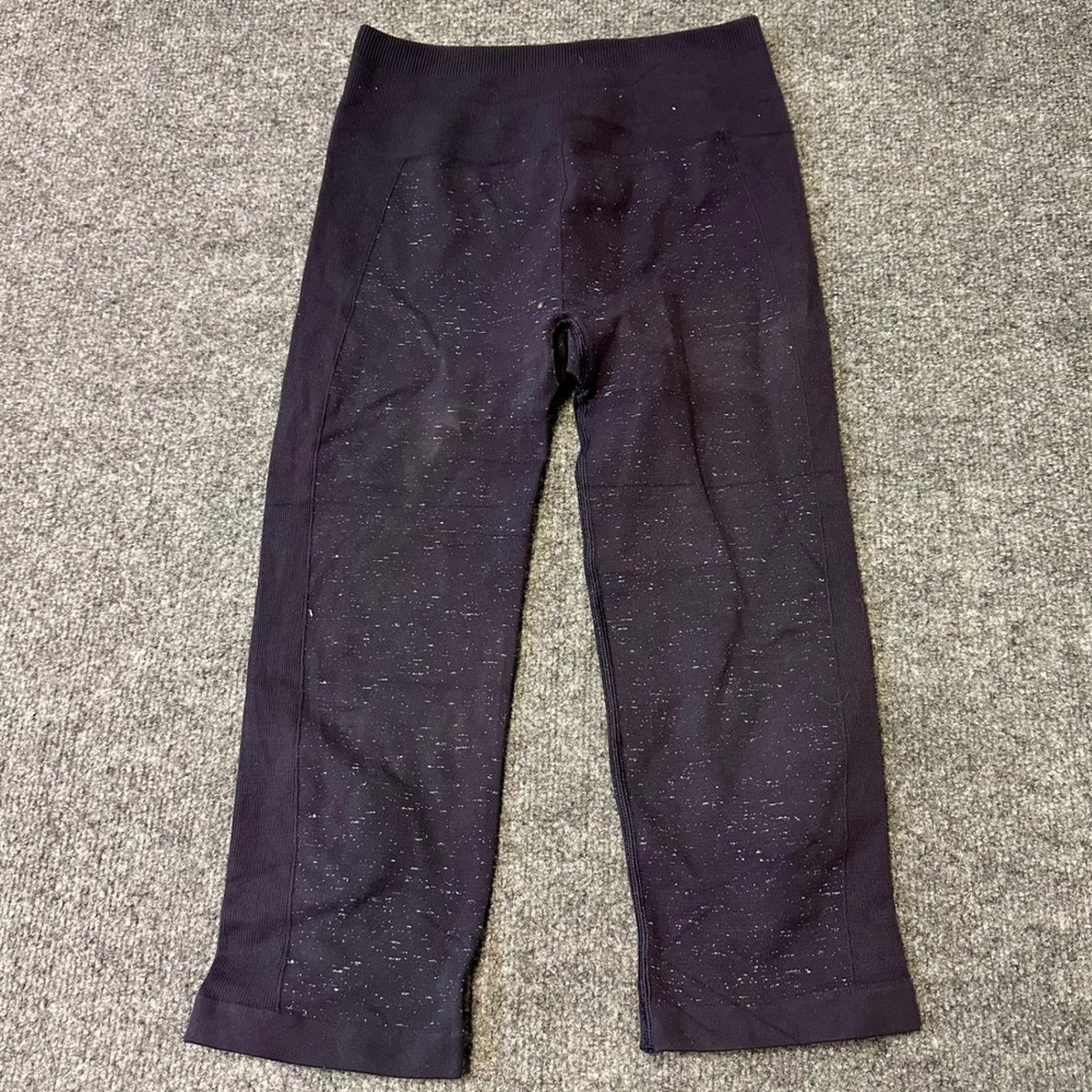 Lululemon Leggings Womens Size 4 Purple Ebb to Street Crop Space Dye Seamless
